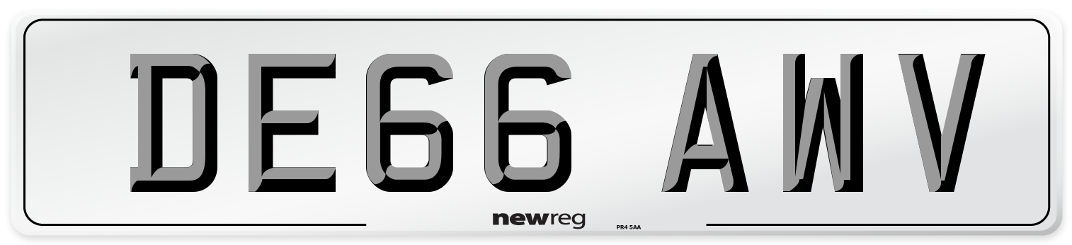 DE66 AWV Number Plate from New Reg